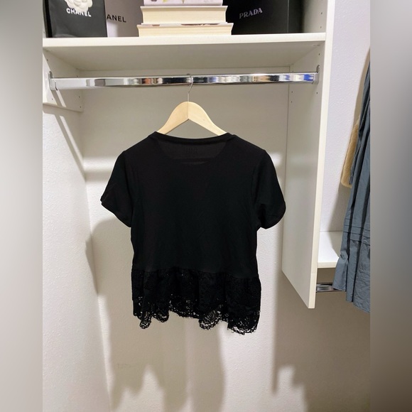 Kate Spade Broome Street Short sleeve Black T-shirt with Lace trim - Picture 5 of 6